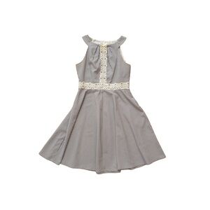 London Times Gray & White Striped Sleeveless Dress (Size 8)